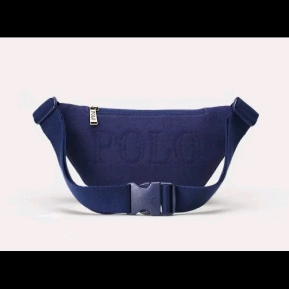 Polo Ralph Lauren Fanny Pack Waist Pack Navy Blue US Flag Patch 3 Pocket - NWT - Picture 4 of 13